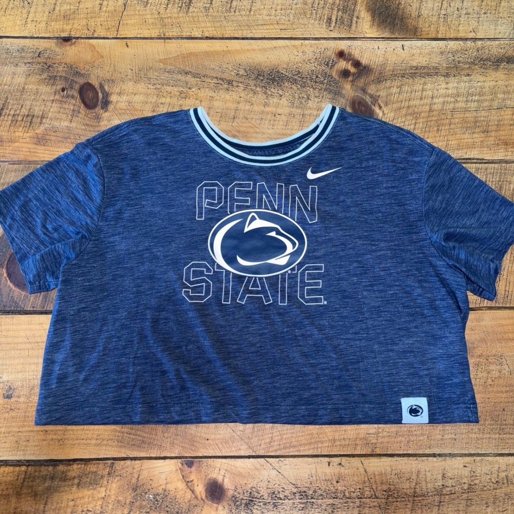 Penn State Nittany Lions Nike Womens Blue Cropped Game Day Short Sleeve Shirt L